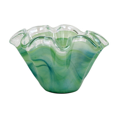 Product Image: Vase Onda Petite Ruffled Green Glass