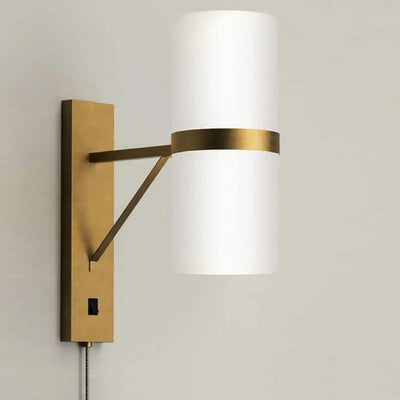 Product Image: Sconce Cylindro 1 Lamp Brushed Brass Opal