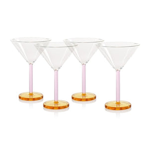 Martini Glass Set Vireo Clear/Pink/Light Amber Glass 4PC