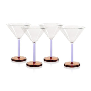 Martini Glass Set Vireo Clear/Lilac/Amber Glass 4PC
