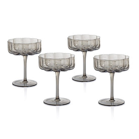 Glassware Set Reinhard Handblown Coupe Gray Glass
