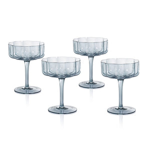 Glassware Set Reinhard Handblown Coupe Blue Glass