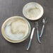 Dinnerware Set Sea and Sand 12PC Cream/Blue/Beige Porcelain