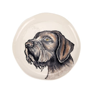 Platter Cacciatore Dog Medium Round 14 Inch Black Terra Bianca