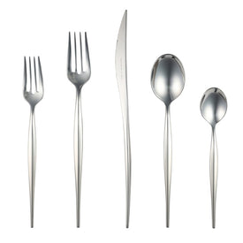 Flatware Place Setting Natura Set of 4 20PC Glossy Stainless Steel Dishwasher Safe