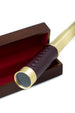 Brass 30mm Telescope with 25X Magnification and Brown Leather Trim in Wood Presentation Box - OPEN BOX