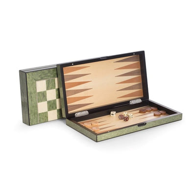 Product Image: 15.5" Lacquer Finished Green Inlaid Wood Backgammon and Chess Set - OPEN BOX