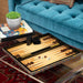 Art Deco Design 21" Backgammon Set with Multi-Color Wood Inlay and Brass Hardware - OPEN BOX