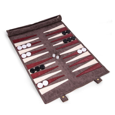 Product Image: Warren Suede Roll-Up Backgammon Travel Set with Playing Pieces - Gray - OPEN BOX