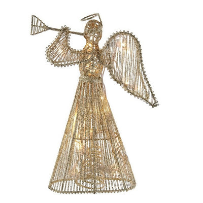 Product Image: 12" Pre-Lit 20-Light Incandescent Gold Glitter Angel Tree Topper - OPEN BOX