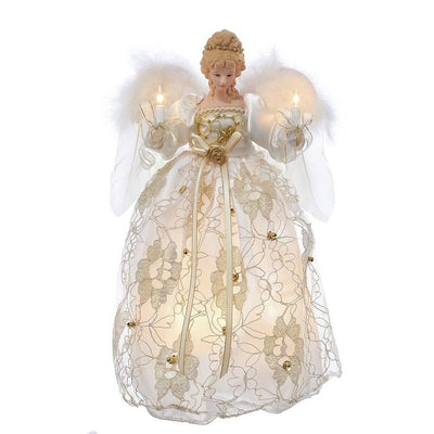 Product Image: 10-Light 12" Ivory and Gold Angel Tree Topper - OPEN BOX
