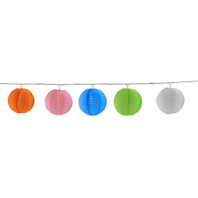Product Image: 10-Count Colorful Summer Paper Lantern Lights Clear Bulbs - OPEN BOX
