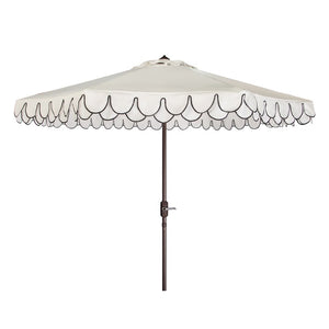 Elegant Valance 9 Ft Auto Tilt Umbrella - White/Black - OPEN BOX