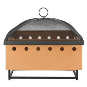 Wyatt Square Fire Pit with Screen and Log Turner