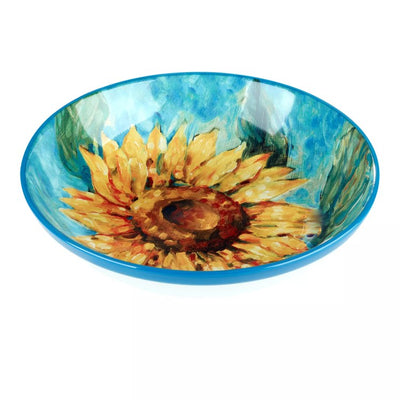 Product Image: Serving Bowl Golden Sunflowers 128 Ounce Multicolored Earthenware