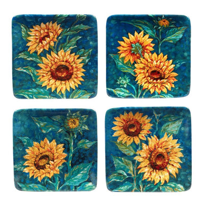 Product Image: Canape Plate Golden Sunflowers Multicolored Earthenware