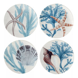 Dinner Plate Set Beyond the Shore 4PC 11 Inch Multicolored Earthenware