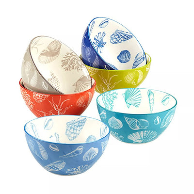 Product Image: Bowl Set Seaside All Purpose Assorted 6PC 13 Ounce Multicolored