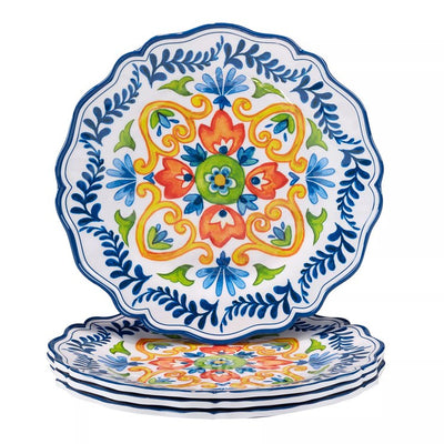 Product Image: Dinner Plate Set Flores 4PC 11 Inch Multicolored Melamine