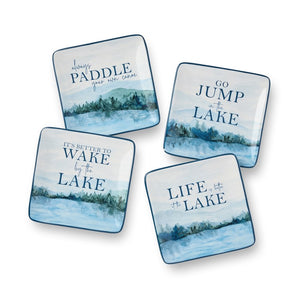 Canape Plate Wake At The Lake Multicolored Ceramic
