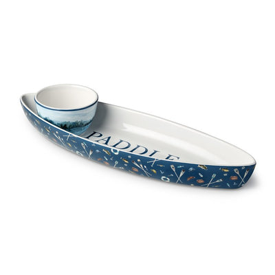 Product Image: Chip and Dip Set Wake At The Lake 3-D Canoe 2PC Multicolored Ceramic