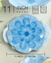 Dinner Plate Set Wildflower 3-D Floral 4PC 11 Inch Blue Melamine