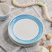 Dinner Plate Set Dockside Blue 4PC 11 Inch Blue/White Stoneware