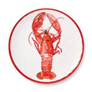 Dinner Plate Set Beach House Lobster 6PC 11 Inch Red/White Melamine