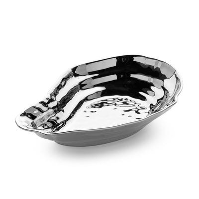 Product Image: Serving Bowl Silver Plated Oyster Oyster 48 Ounce Silver Porcelain
