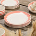 Dinner Plate Set Dockside 4PC 11 Inch Red/White Stoneware