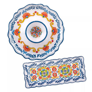 Chip and Dip Set Flores 2PC Multicolored Melamine