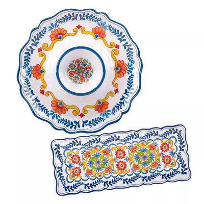 Product Image: Chip and Dip Set Flores 2PC Multicolored Melamine