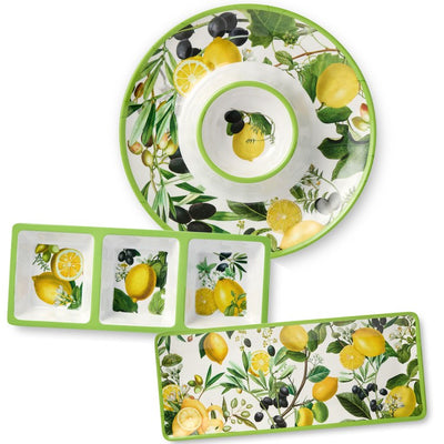 Product Image: Chip and Dip Set Limone Hostess 3PC Multicolored Melamine