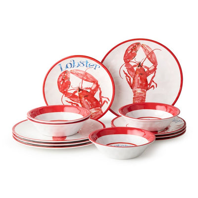 Product Image: Dinnerware Set Beach House Lobster 12PC Multicolored Melamine