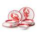 Dinnerware Set Beach House Lobster 12PC Multicolored Melamine