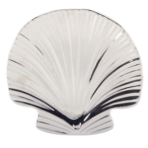 Platter Silver Coast 3-D Shell Silver Porcelain
