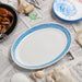 Platter Dockside Oval White/Blue Stoneware