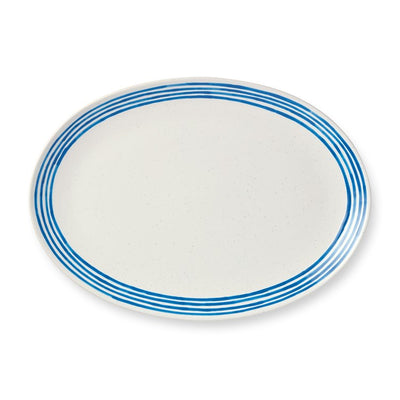 Product Image: Platter Dockside Oval White/Blue Stoneware