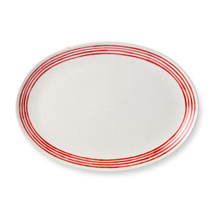 Platter Dockside Oval White/Red Stoneware