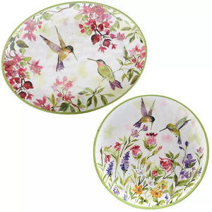 Platter Set Hummingbirds 2 Piece Multicolored Melamine