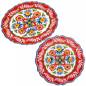 Platter Set Flores 2 Piece Multicolored Melamine