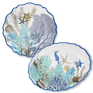 Platter Set Blue Lagoon 2 Piece Multicolored Melamine