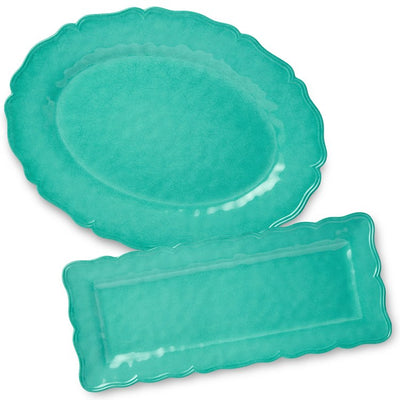 Product Image: Platter Set Isabella Crackle 2 Piece Teal Melamine