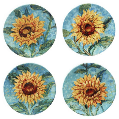 Product Image: Salad Plate Set Golden Sunflowers 4 Piece Multicolored Earthenware