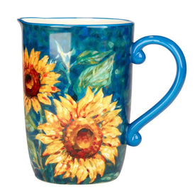 Pitcher Golden Sunflowers Paul Brent 104 Ounce Multicolored Earthenware