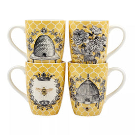 Mug Set French Bees 4 Piece 20 Ounce Multicolored