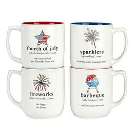 Mug Set Patriotic Words 4 Piece 18 Ounce Multicolored