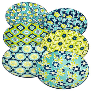 Salad Plate Set Tapestry 6 Piece Multicolored Porcelain