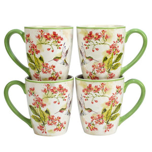Mug Set Hummingbirds 4 Piece 20 Ounce Multicolored