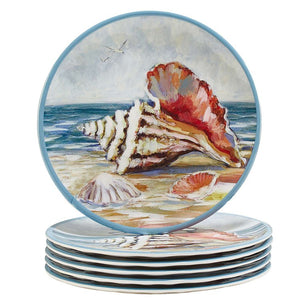 Salad Plate Set Seacoast 6 Piece Multicolored Melamine